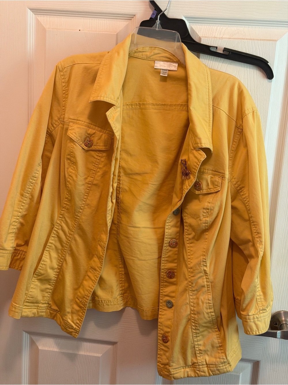 dressbarn Yellow Cotton Utility Jean Jacket